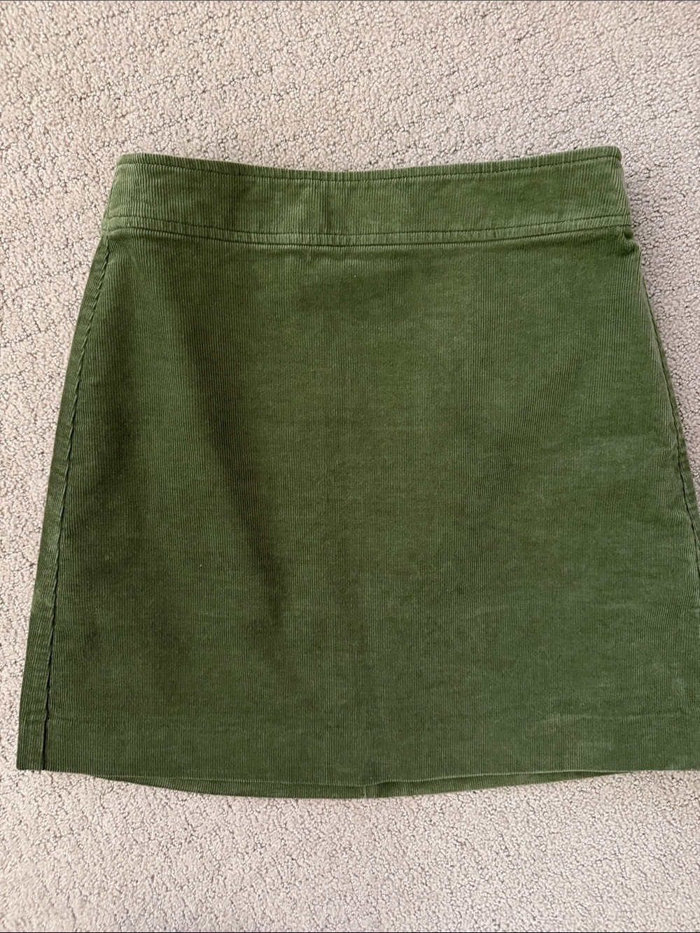 J. Crew Factory Olive Corduroy A-Line Mini Skirt